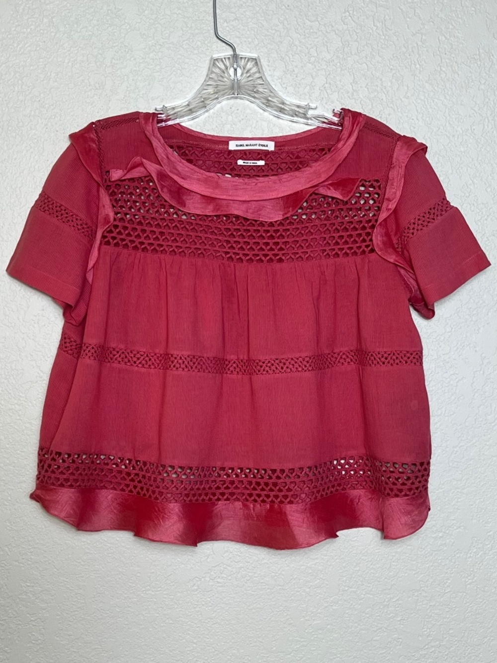 *FIRM PRICE* Isabel Marant Crocheted Lace and Ruffle Blouse - Picture 2 of 12